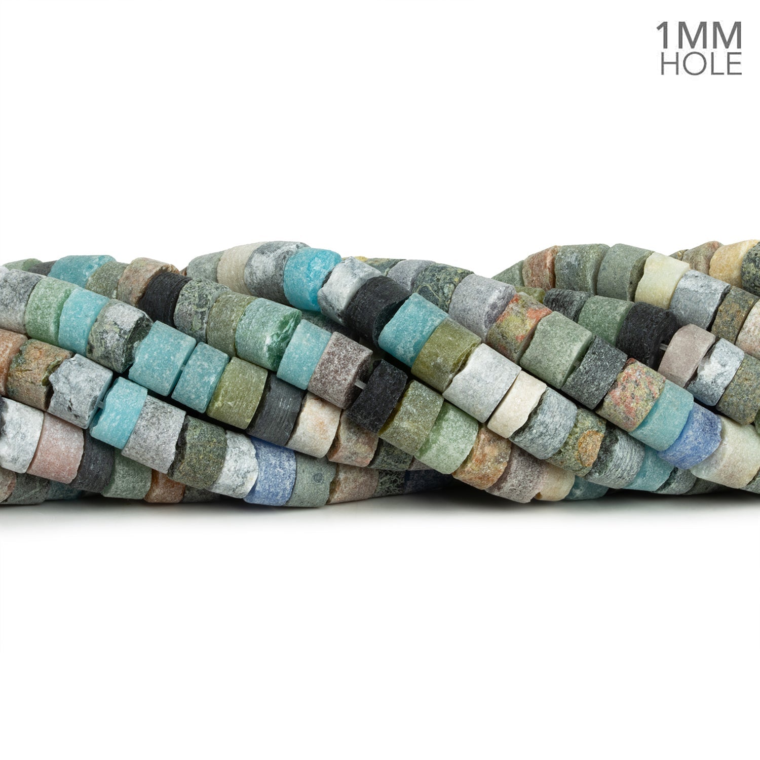 8mm Matte Multi Gemstone Heishis 15 inch 65 beads - The Bead Traders