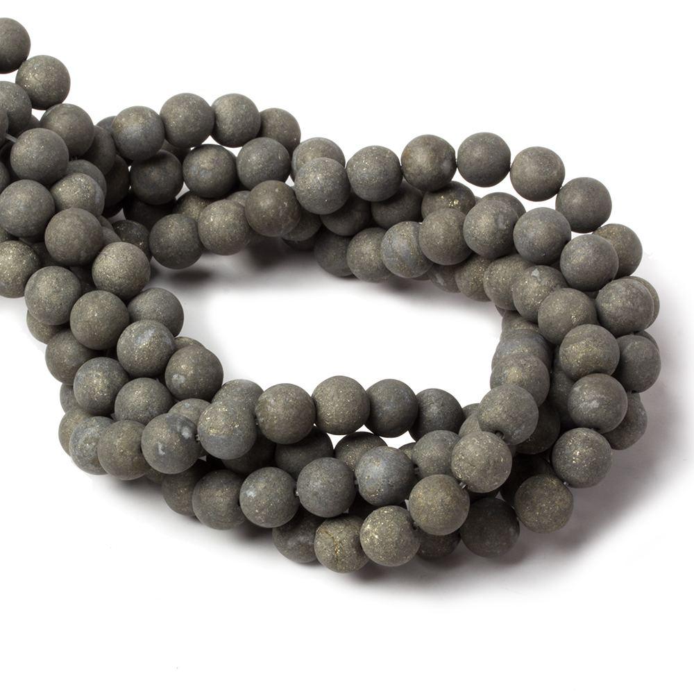 8mm Matte Pyrite plain round beads 15.5 inch 50 pieces - The Bead Traders
