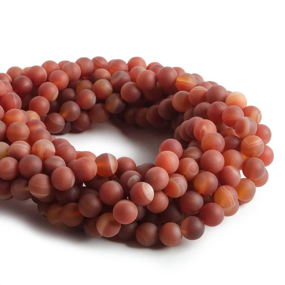 8mm Matte Red Agate plain round beads 14.5 inch 47 pieces - The Bead Traders