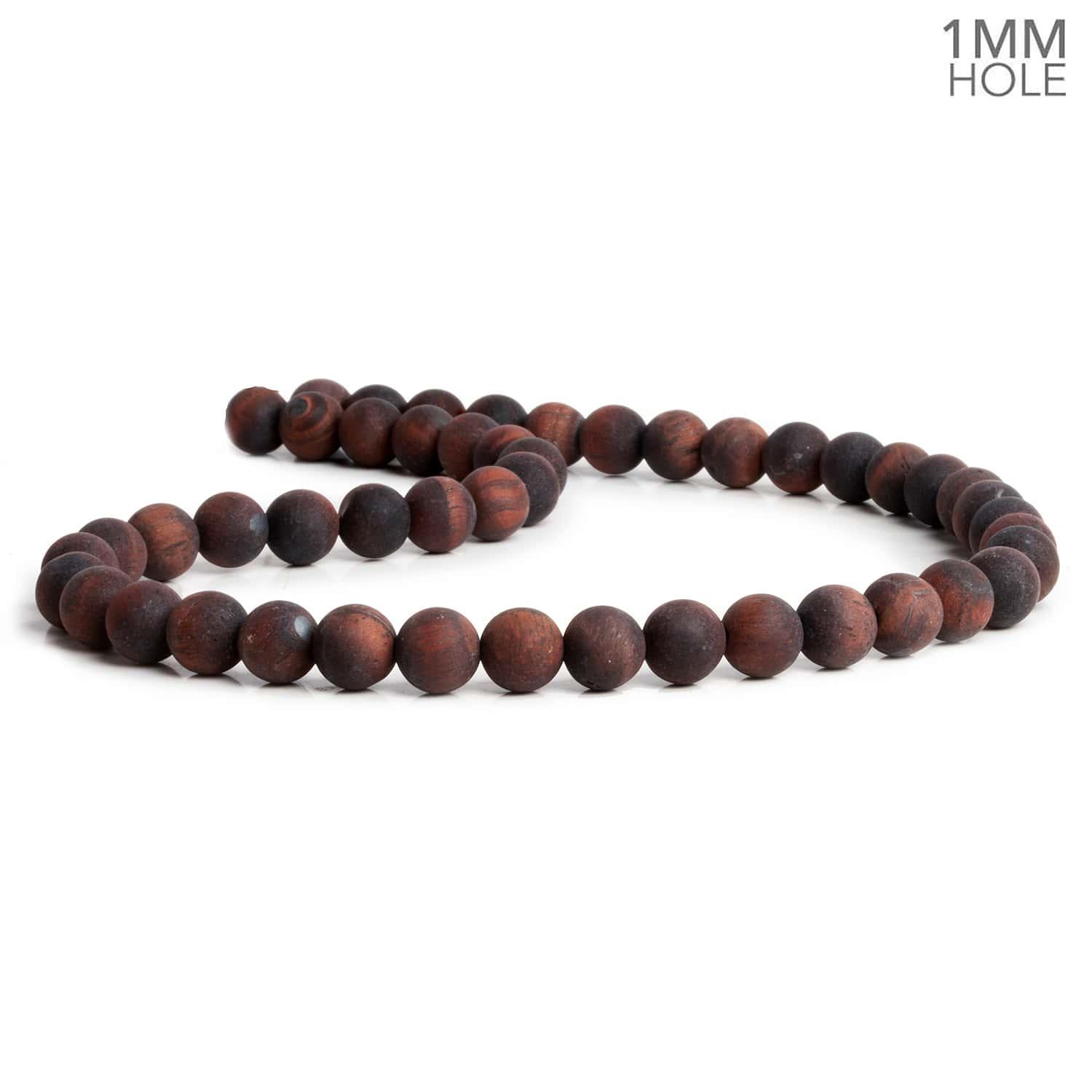 8mm Matte Red Tiger's Eye Plain Rounds 15 inch 45 beads - The Bead Traders