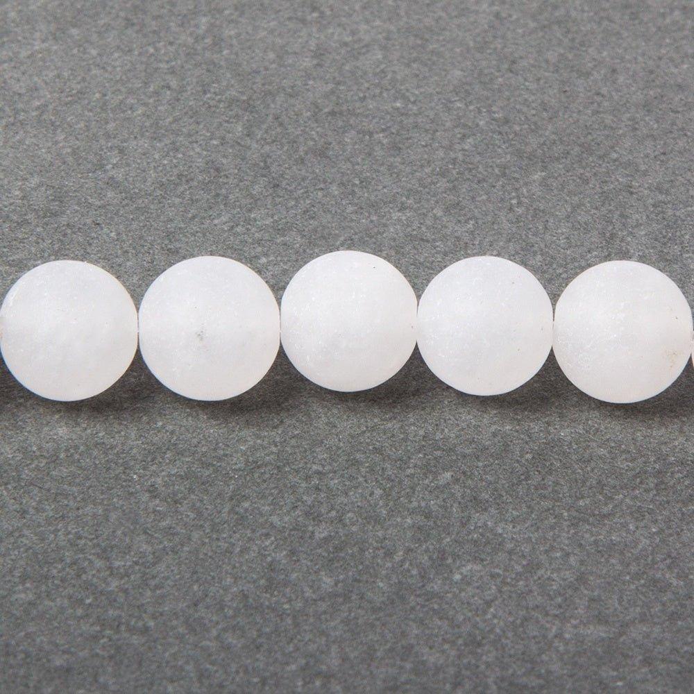 8mm Matte White Jade plain round beads 15 inch 47 pieces - The Bead Traders