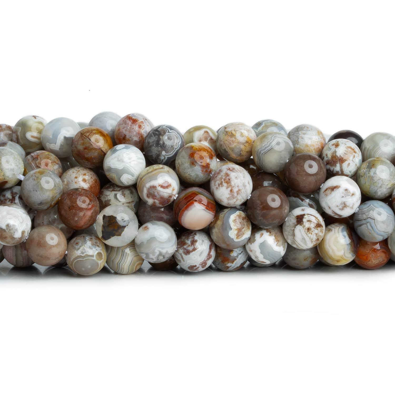 8mm Mexican Lace Agate Rounds 15 inch 45 beads - The Bead Traders