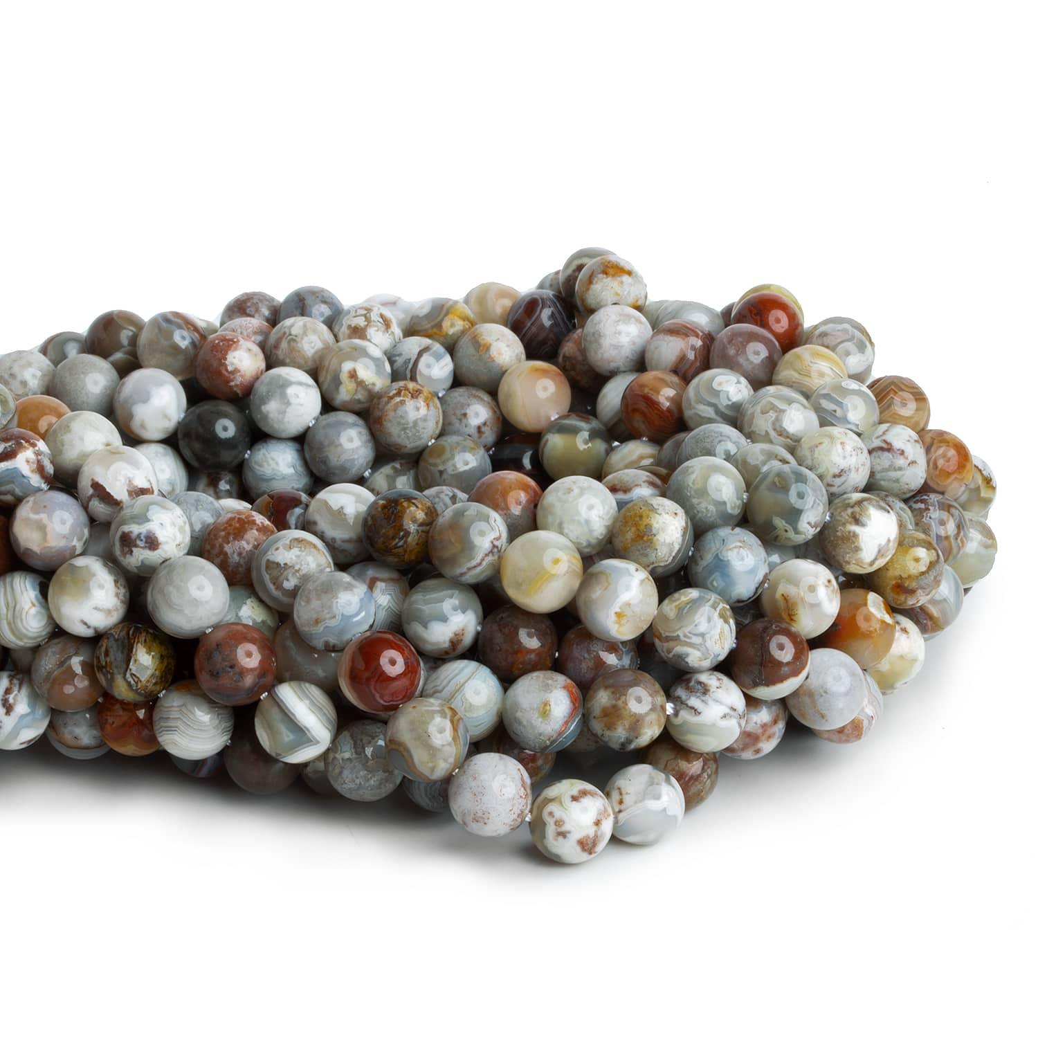 8mm Mexican Lace Agate Rounds 15 inch 45 beads - The Bead Traders