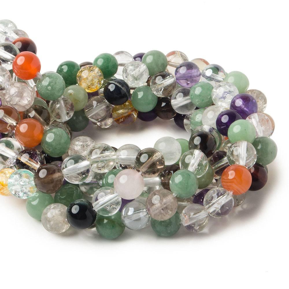 8mm Mixed Gemstone plain round beads 15 inch 50 pieces - The Bead Traders