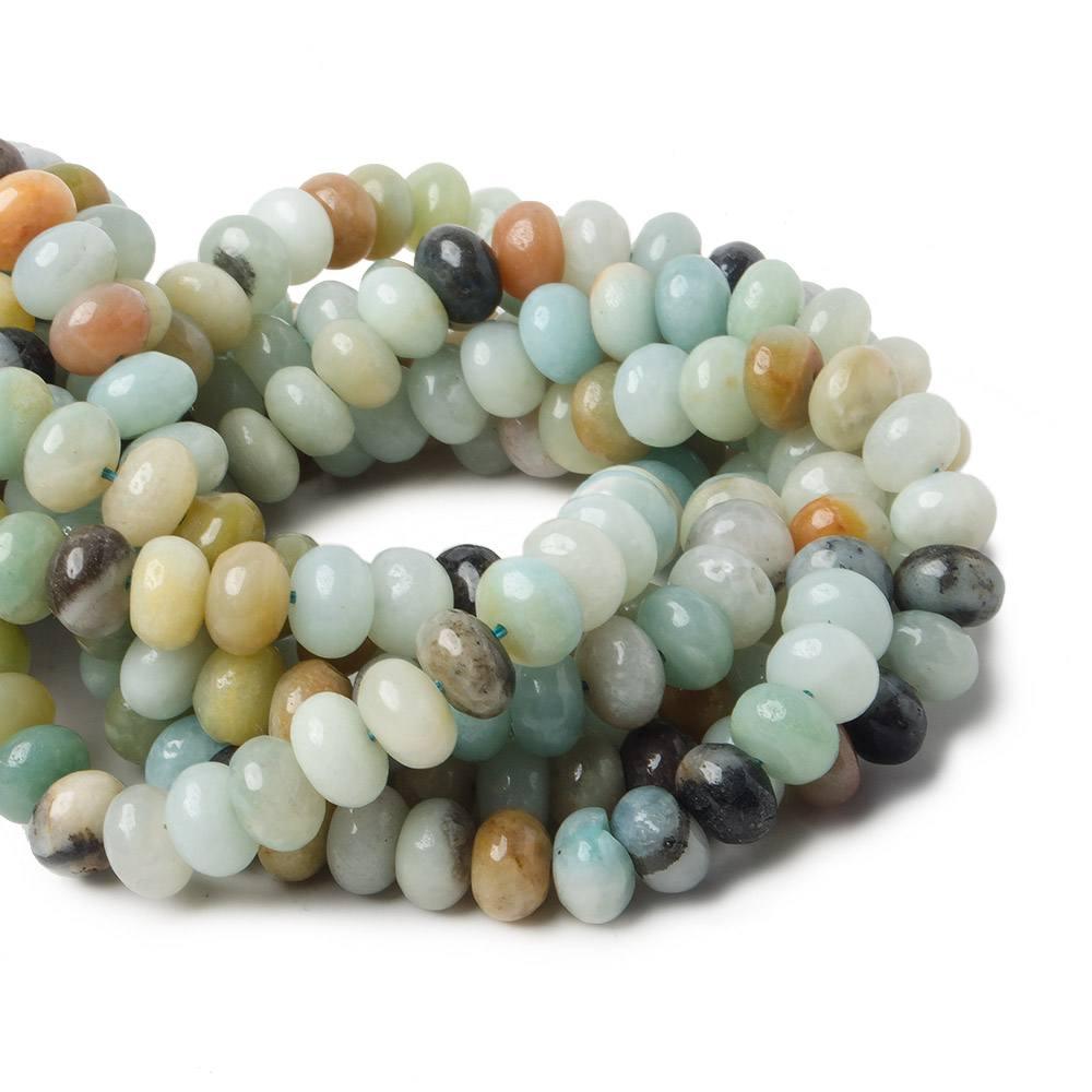 8mm Multi Color Amazonite plain rondelle beads 16 inch 70 pieces - The Bead Traders