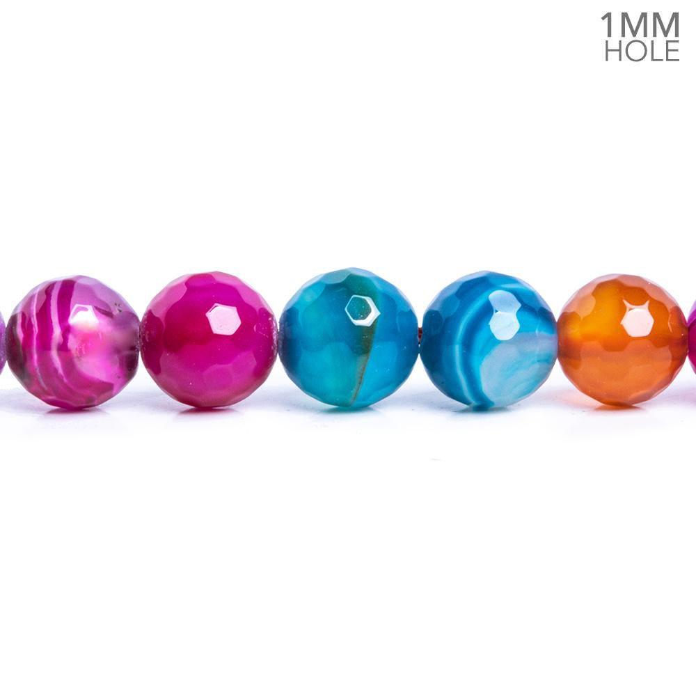 8mm Multi Color Banded Agate Faceted Round Beads 15.5 inch 49 pieces - The Bead Traders