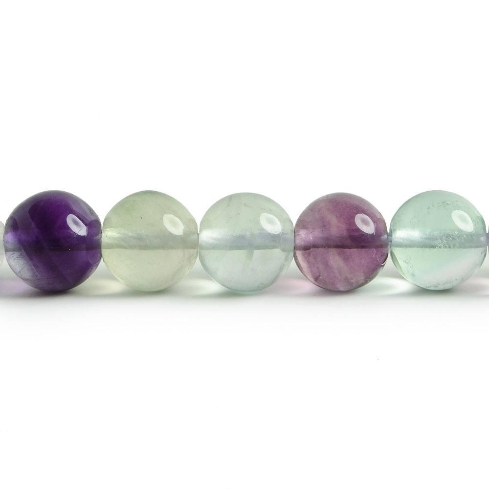 8mm Multi-color Flourite plain round beads 15 inch 50 pieces - The Bead Traders
