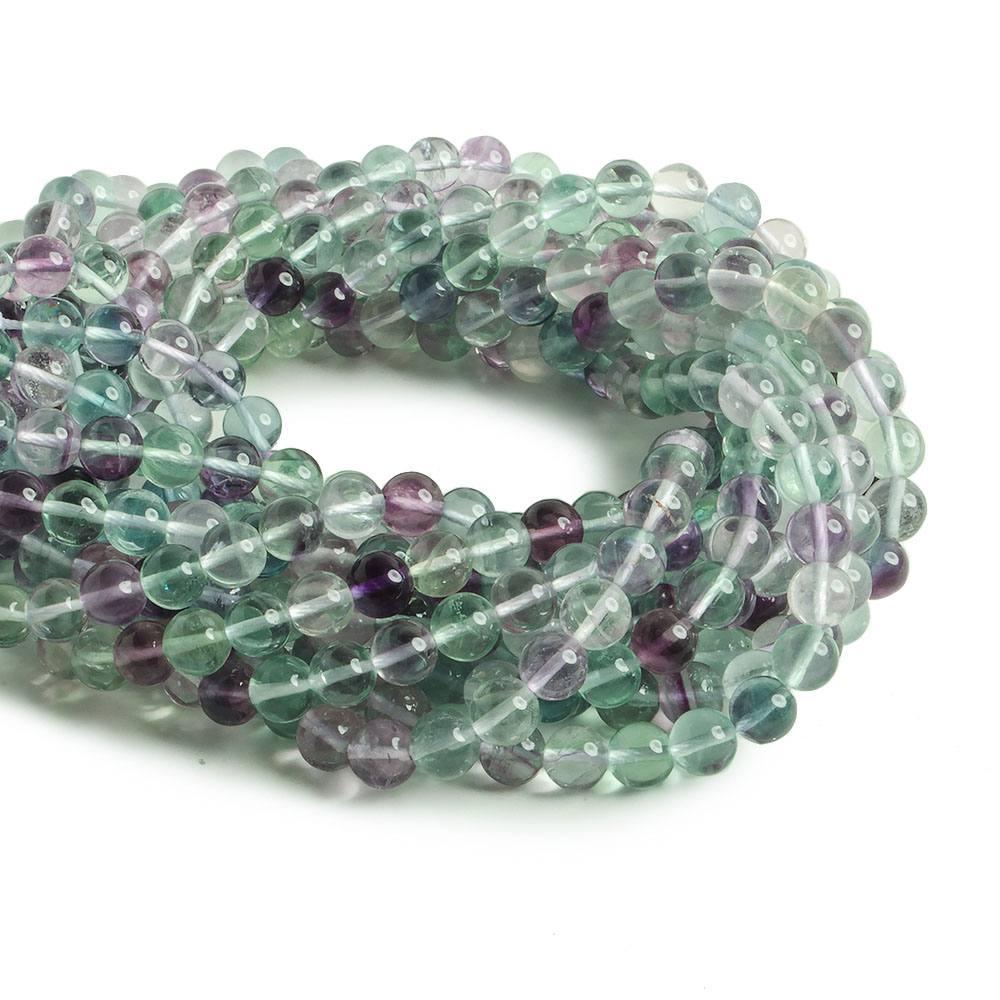 8mm Multi-color Flourite plain round beads 15 inch 50 pieces - The Bead Traders