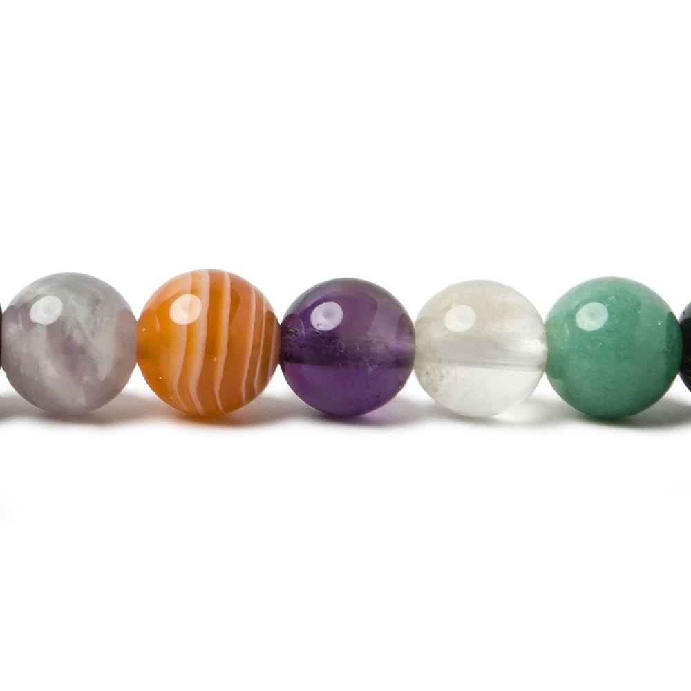 8mm Multi Gemstone plain round beads 15.5 inch 51 pieces - The Bead Traders