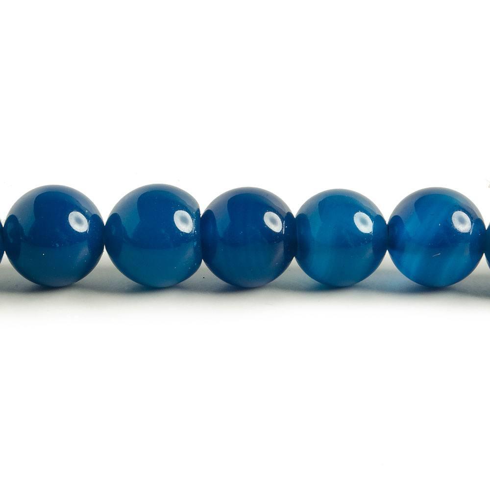 8mm Naval Blue Agate plain rounds 15 inch 47 beads - The Bead Traders