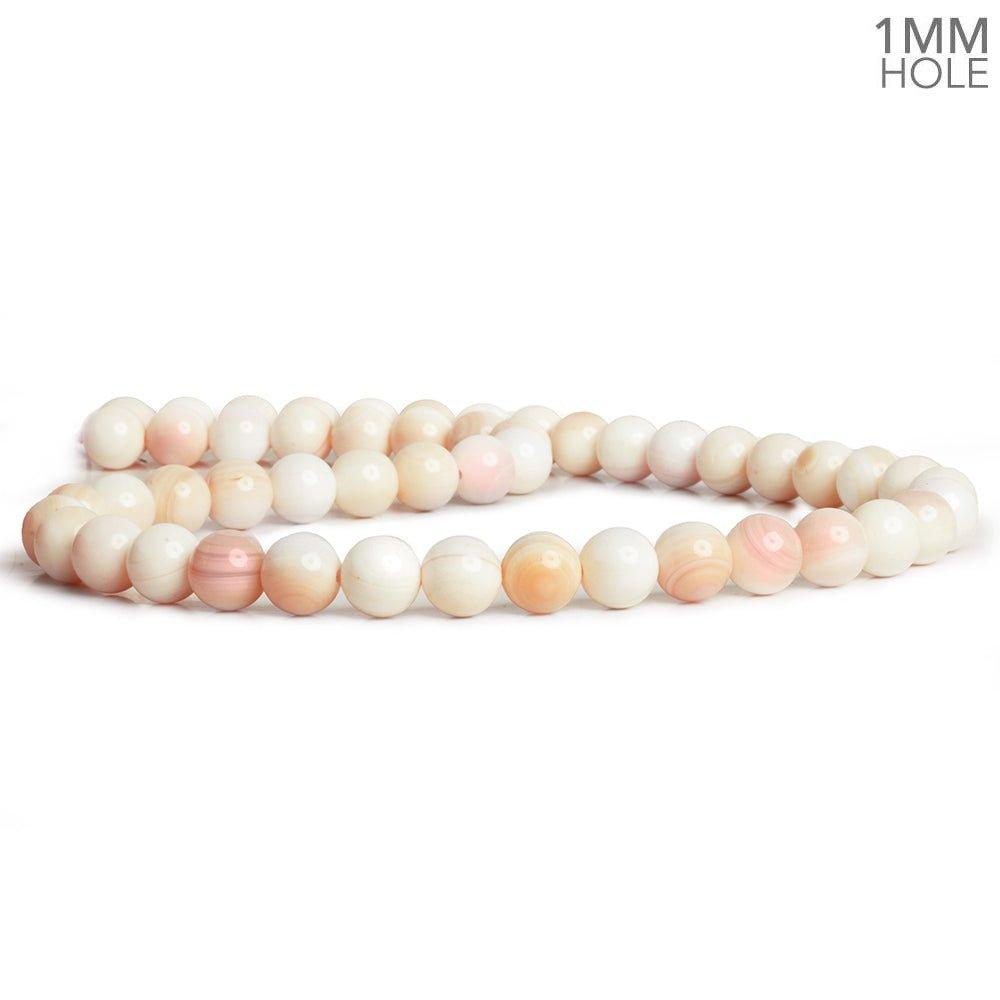 8mm Pink Conch Shell Plain Round Beads 16 inch 50 pieces - The Bead Traders