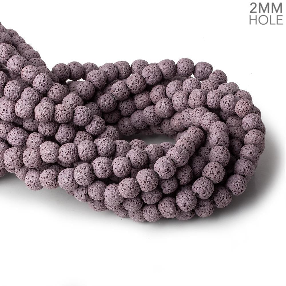 8mm Purple Lava Rock plain rounds 16 inch 51 beads - The Bead Traders