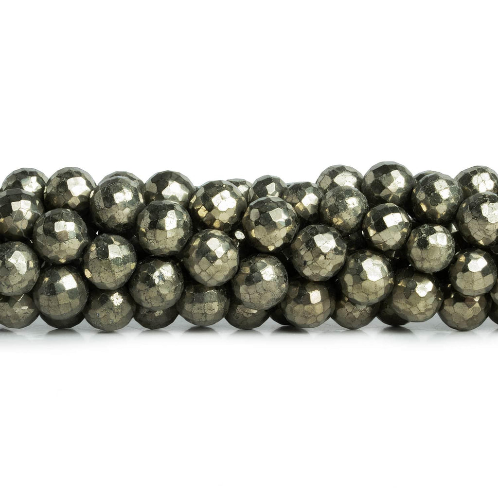 8mm Pyrite Faceted Rounds 14 inch 50 beads - The Bead Traders