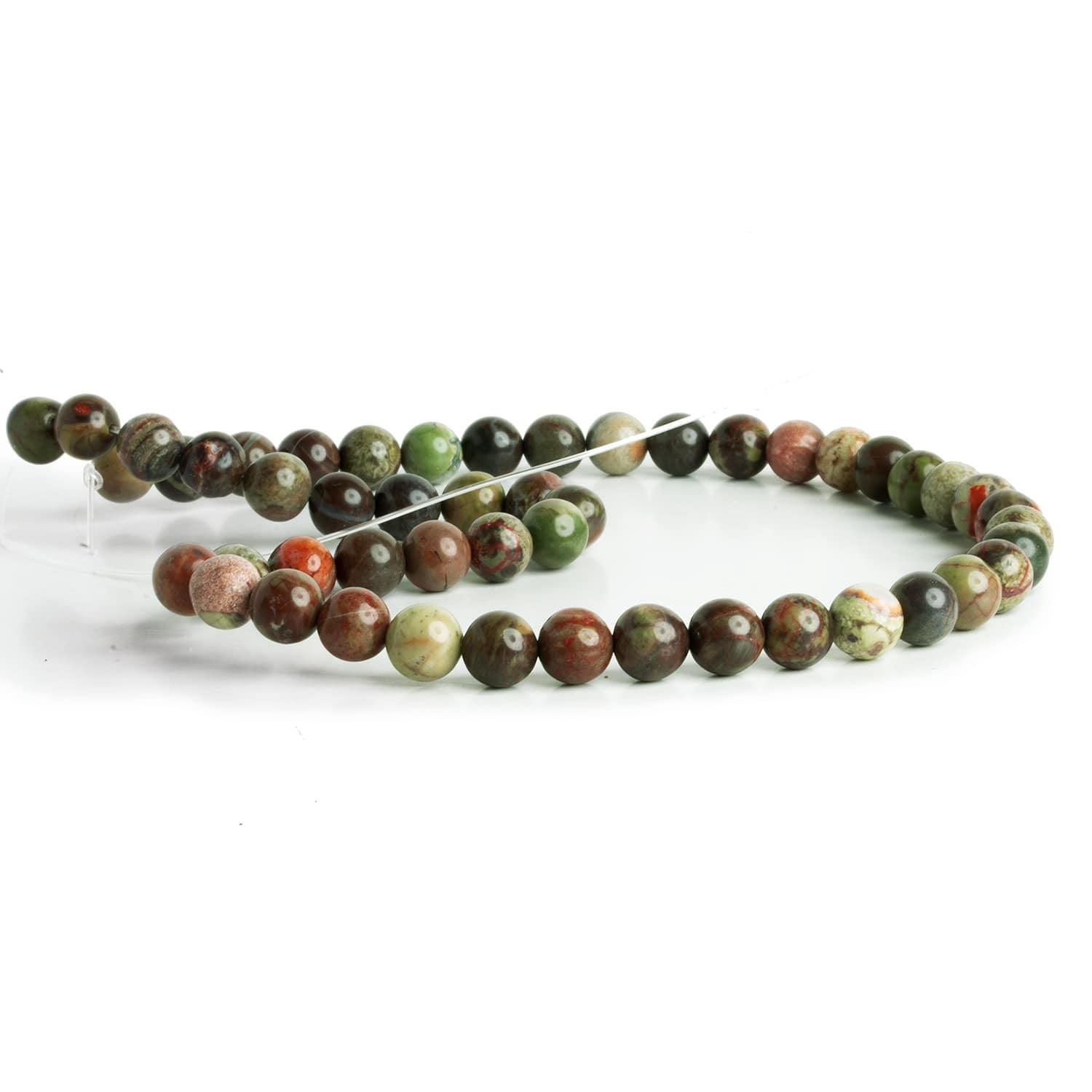 8mm Rainforest Jasper Plain Rounds 15 inch 50 beads - The Bead Traders