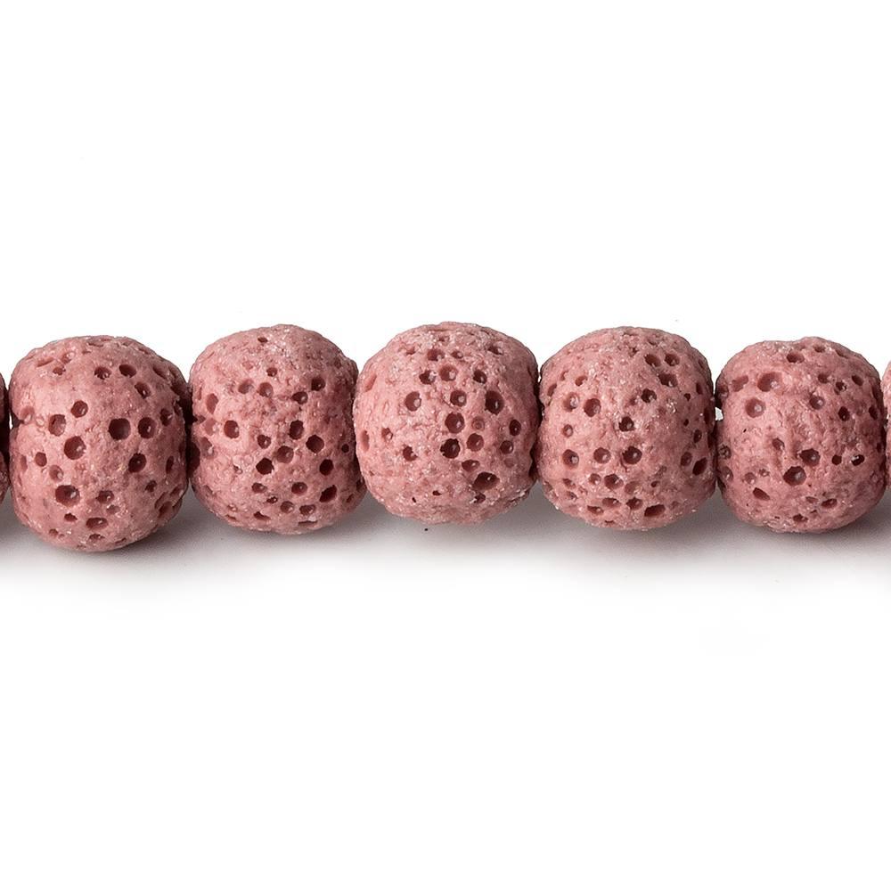 8mm Rose Pink Lava Rock plain rounds 16 inch 51 beads - The Bead Traders