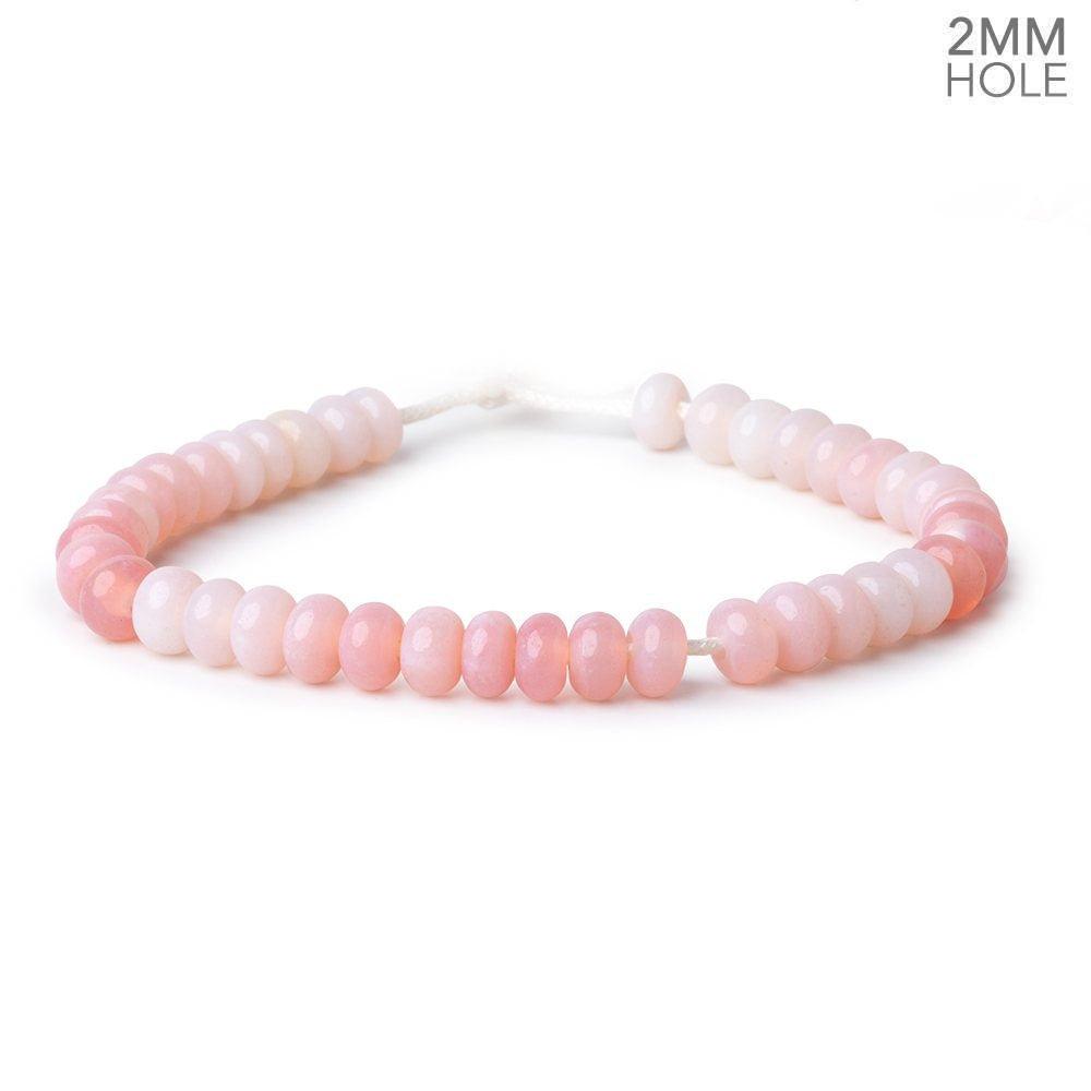8mm Rose Pink Opal 2mm Large Hole Plain Rondelles 8 inch 38 beads - The Bead Traders