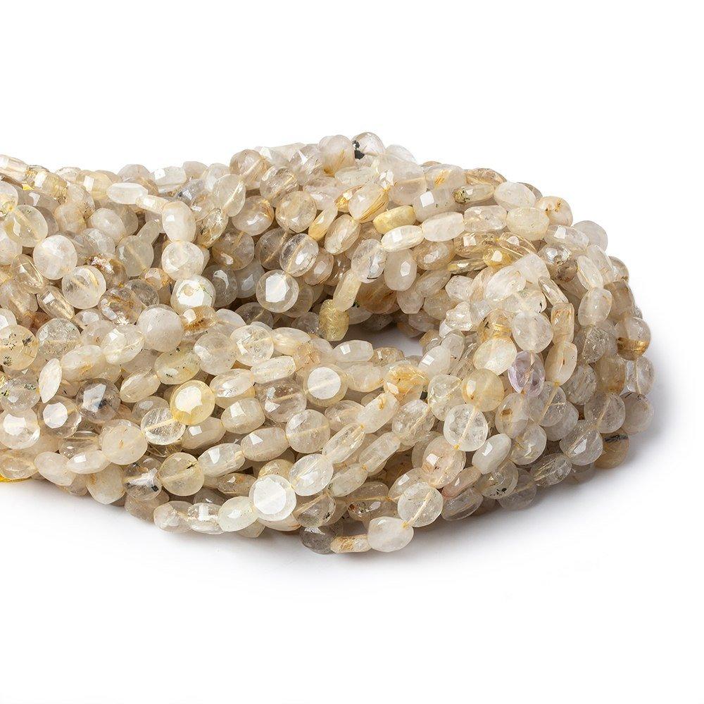 8mm Rutilated Quartz Faceted Coins 13.5 inch 44 beads - The Bead Traders