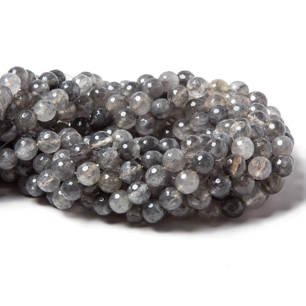 8mm Silver Quartz faceted round beads 15 inch 47 pieces - The Bead Traders