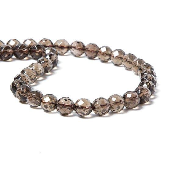 8mm Smoky Quartz faceted round beads 15 inch 50 pieces Lab Created - The Bead Traders