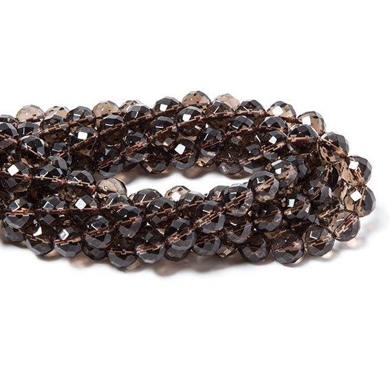 8mm Smoky Quartz faceted round beads 15 inch 50 pieces Lab Created - The Bead Traders