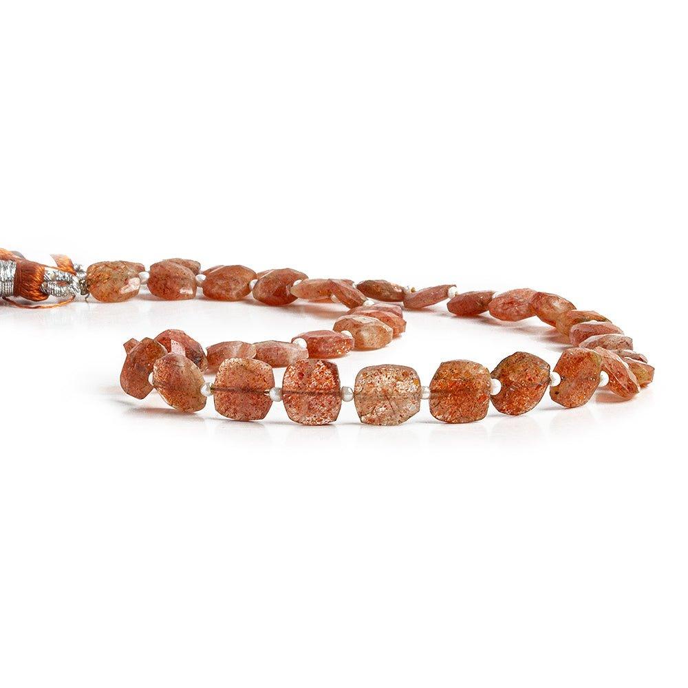 8mm Sunstone faceted pillow beads 14 inch 38 pieces B - The Bead Traders