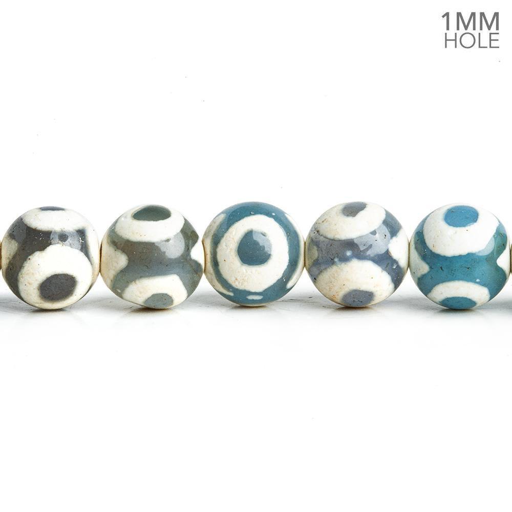 8mm Teal Blue Evil Eye Agate Plain Round Beads 15.5 inch 47 pieces - The Bead Traders