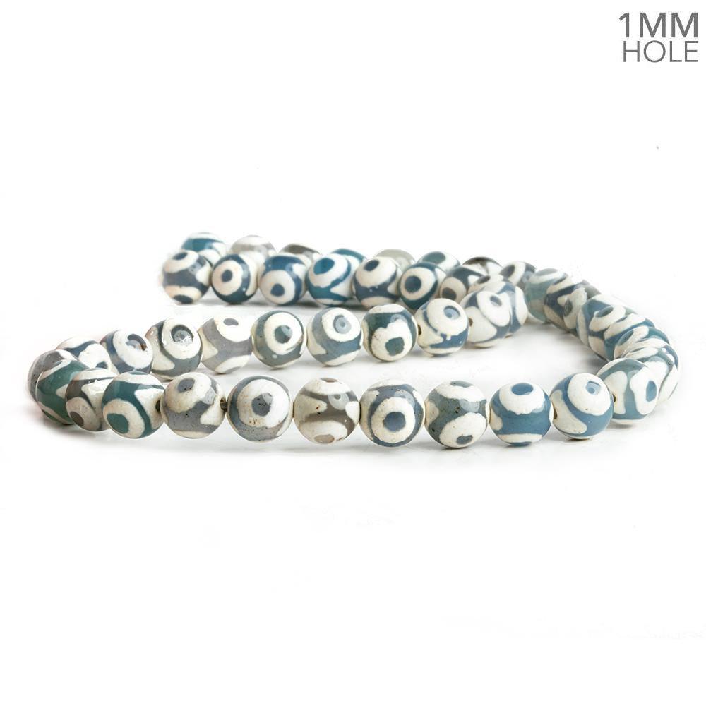 8mm Teal Blue Evil Eye Agate Plain Round Beads 15.5 inch 47 pieces - The Bead Traders