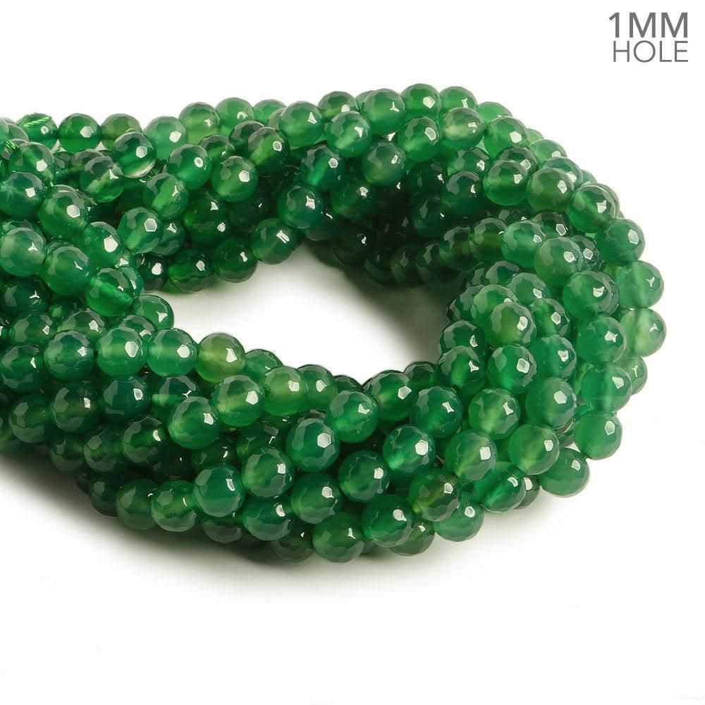 8mm True Green Agate faceted rounds 15 inch 47 beads - The Bead Traders
