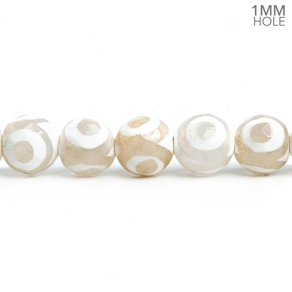 8mm White Evil Eye Agate Faceted Round Beads 15 inch 47 pieces - The Bead Traders