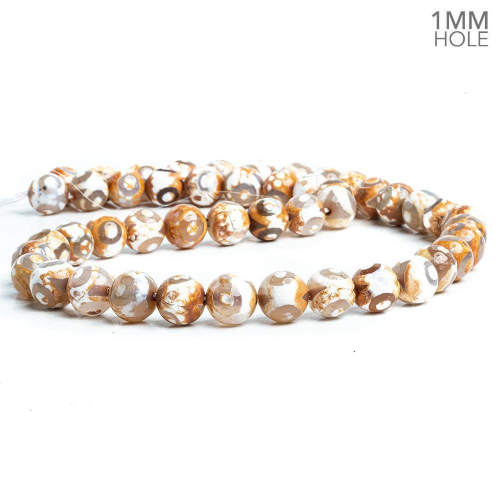 8mm White & Orange Evil Eye Agate 15 inch 47 pieces - The Bead Traders