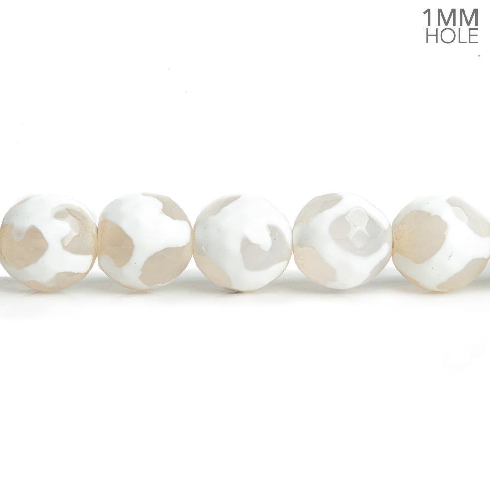 8mm White Tibetan Agate Faceted Round Beads 15.5 inch 48 pieces - The Bead Traders
