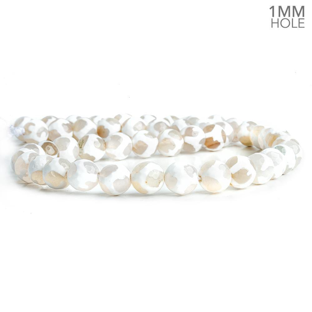 8mm White Tibetan Agate Faceted Round Beads 15.5 inch 48 pieces - The Bead Traders