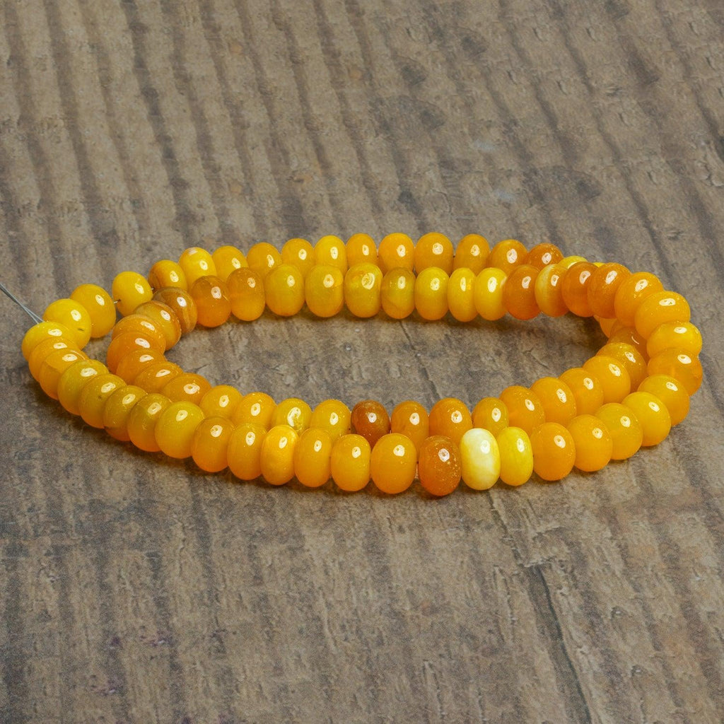8mm Yellow Opal Plain Rondelles 16 inch 75 beads - The Bead Traders