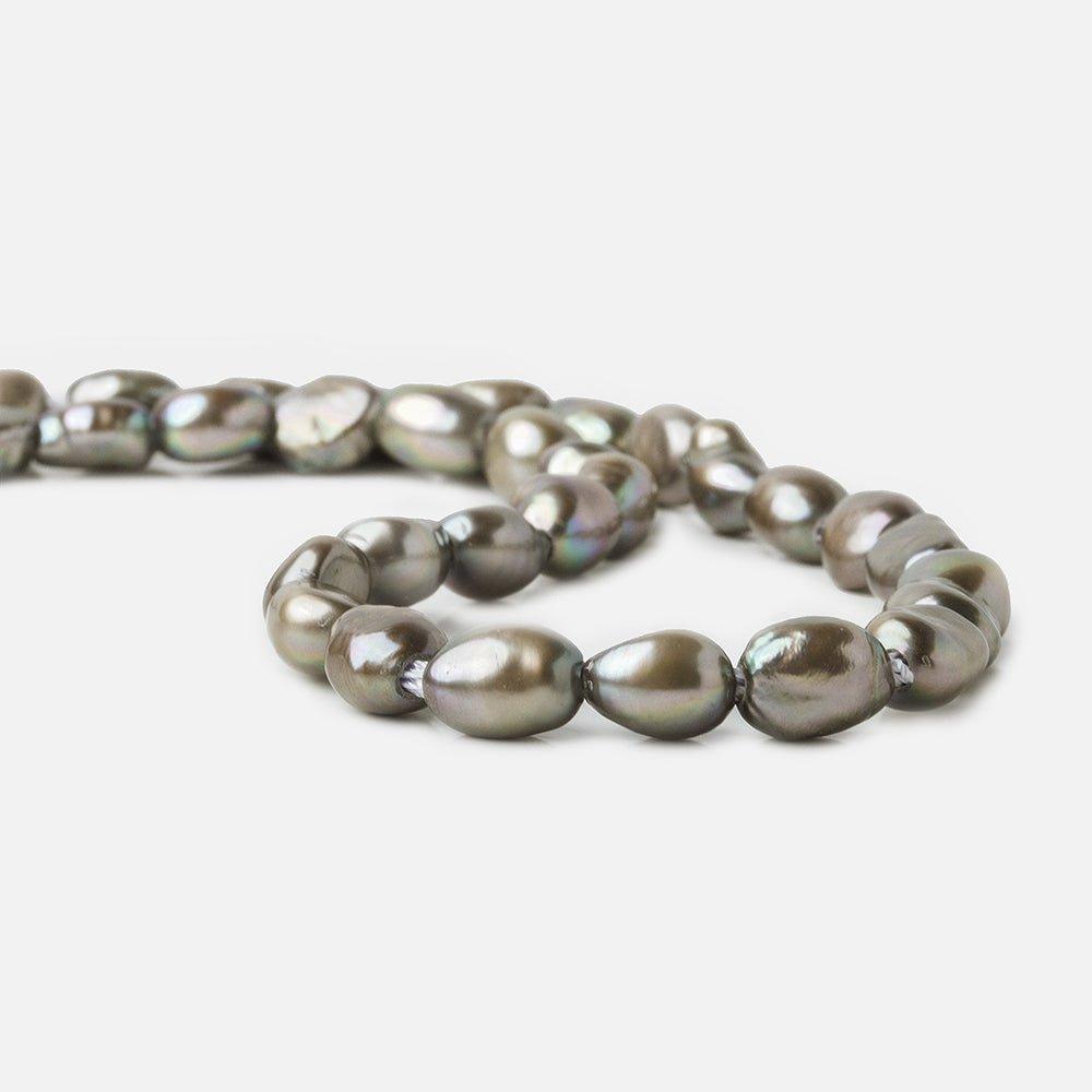 8x10-9x11mm Platinum Grey Baroque 2.5mm Large Hole Pearls 15 inch 31 pcs - The Bead Traders