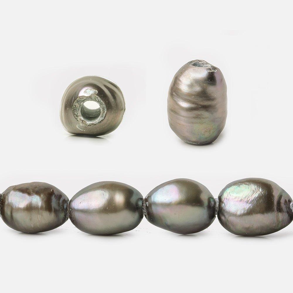 8x10-9x11mm Platinum Grey Baroque 2.5mm Large Hole Pearls 15 inch 31 pcs - The Bead Traders