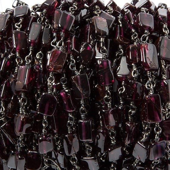 8x4.5mm Red Garnet plain rectangle Black Gold Chain sold by the foot - The Bead Traders