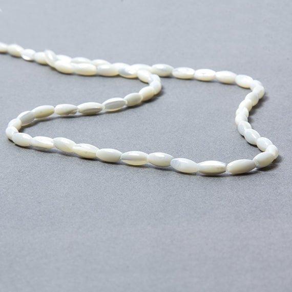 8x4mm Natural Mother of Pearl Rice Beads 15 inch 54 pieces - The Bead Traders