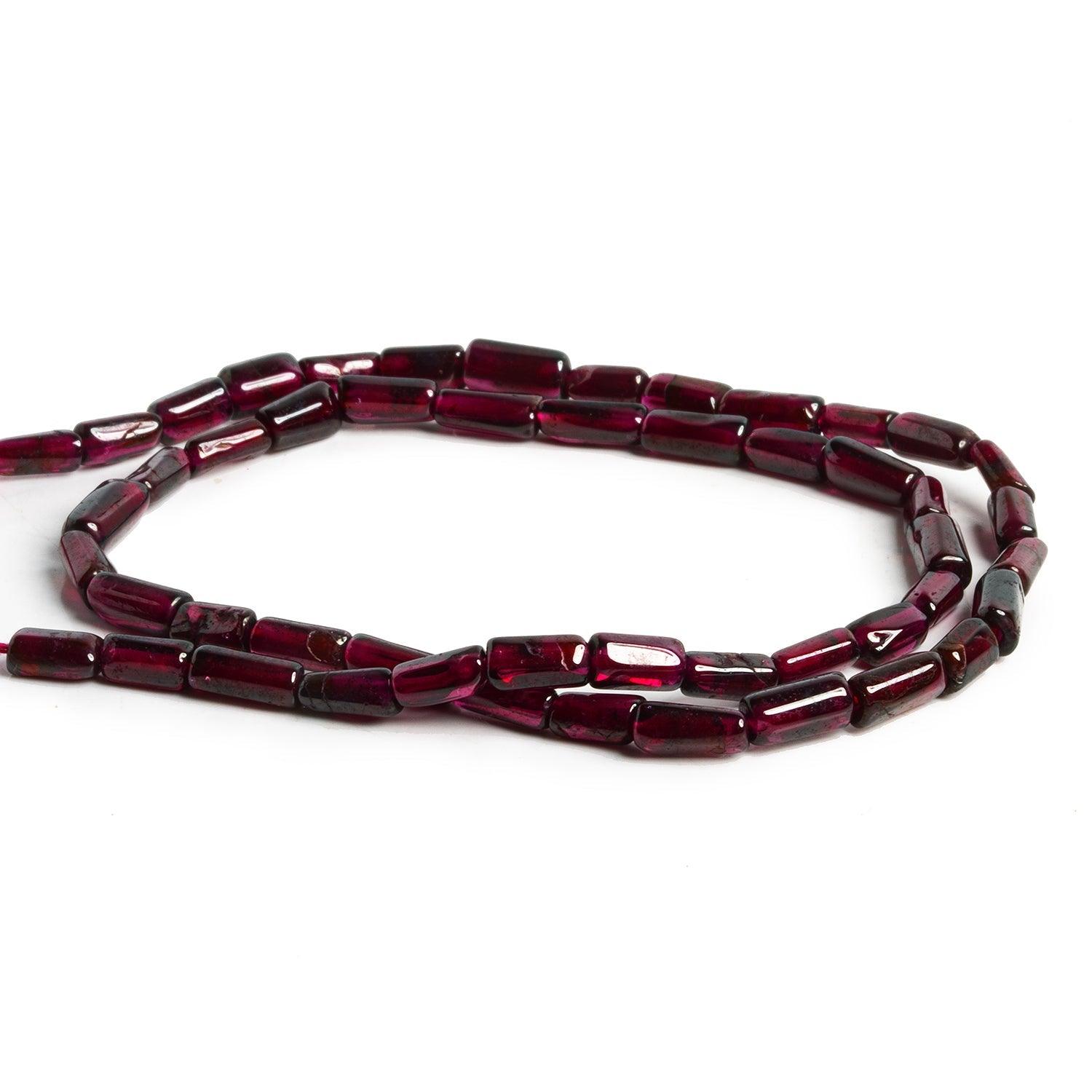 8x4mm Rhodolite Garnet Handcut Tubes 14 inch 45 beads - The Bead Traders