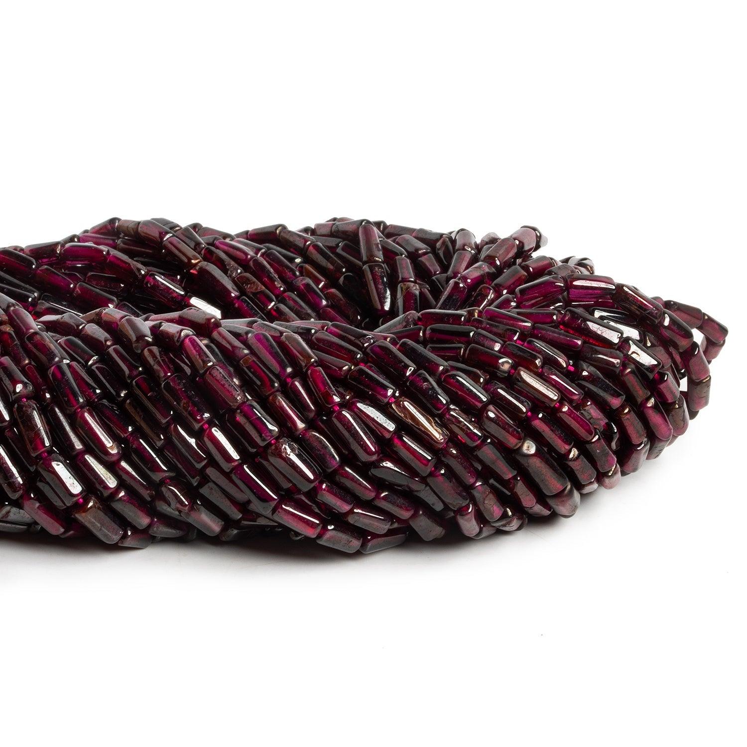 8x4mm Rhodolite Garnet Handcut Tubes 14 inch 45 beads - The Bead Traders