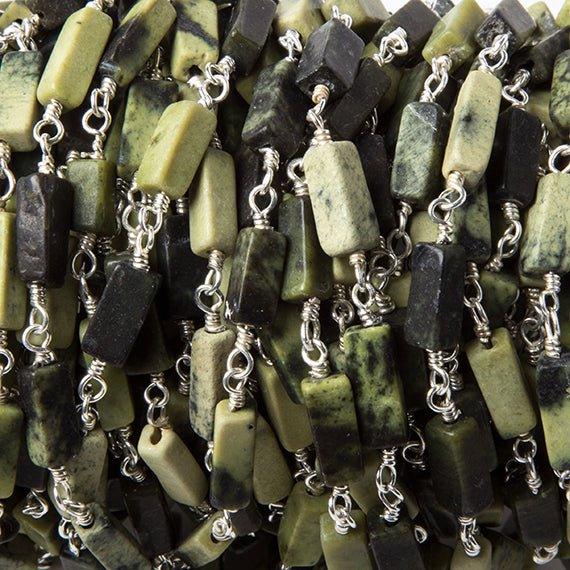 8x4mm Serpentine plain rectangle Silver Rosary Chain by the foot 19 beads - The Bead Traders