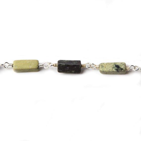 8x4mm Serpentine plain rectangle Silver Rosary Chain by the foot 19 beads - The Bead Traders