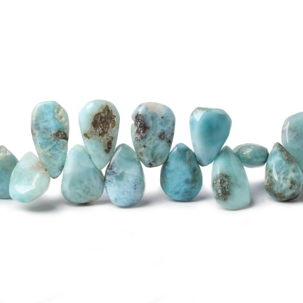 8x5-11x6mm Larimar & Matrix plain pears 8 inch 50 beads - The Bead Traders