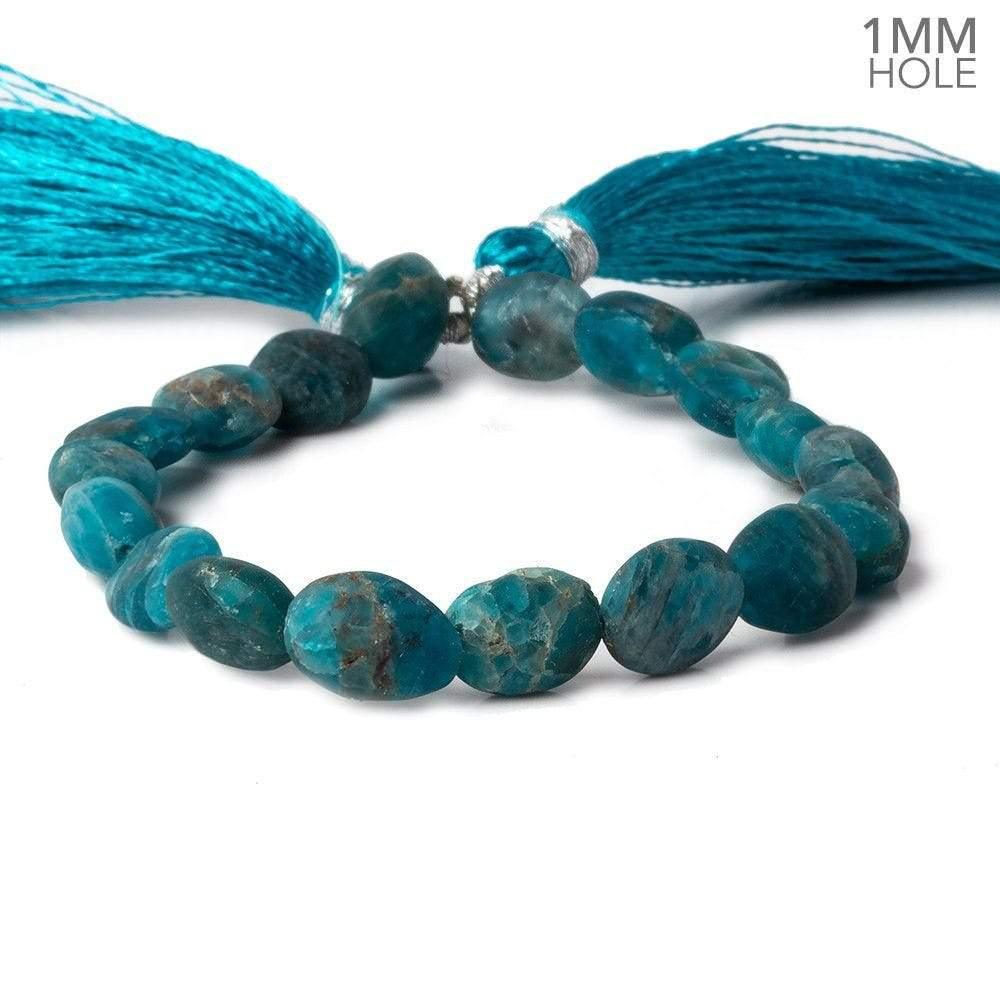 8x5-12x8mm Matte Neon Blue Apatite plain ovals 7.5 inch 16 beads - The Bead Traders