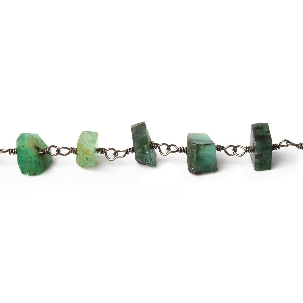 8x5-9x5mm Matte Emerald Chips Black Gold plated Chain by the foot 34 pieces - The Bead Traders