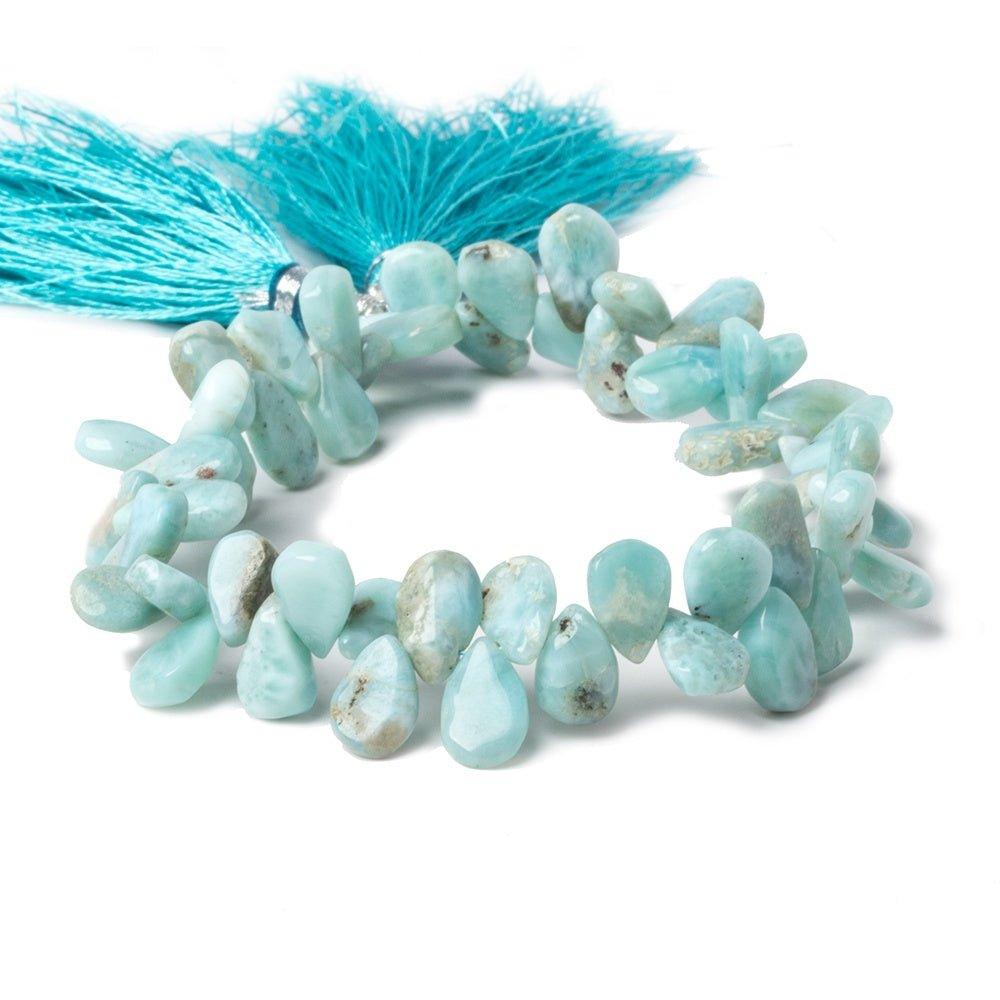 8x5-9x7mm Larimar & Matrix plain pear beads 8 inch 53 pieces - The Bead Traders