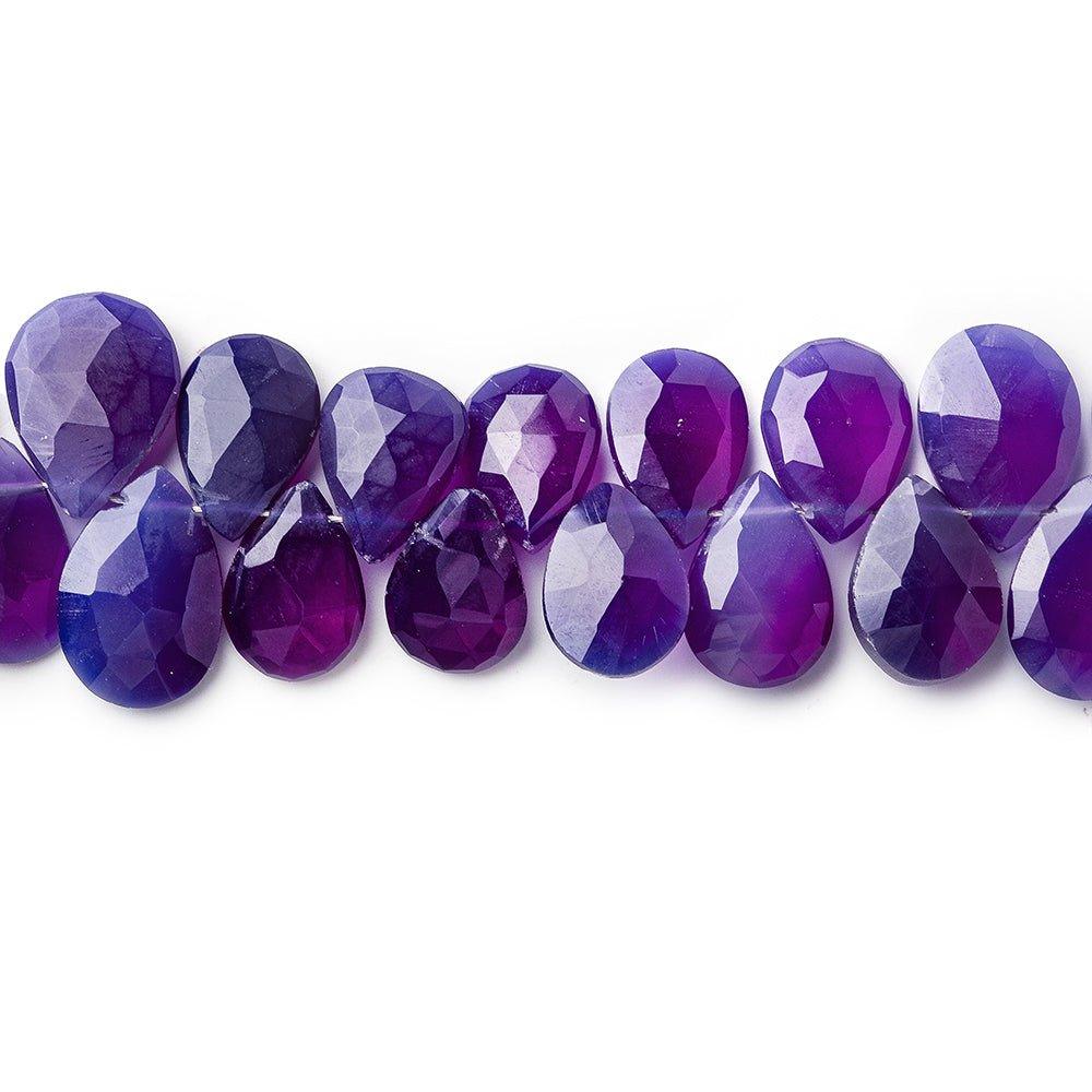 8x5-9x7mm Shaded Purple Chalcedony faceted pears 8 inch 59 pieces - The Bead Traders