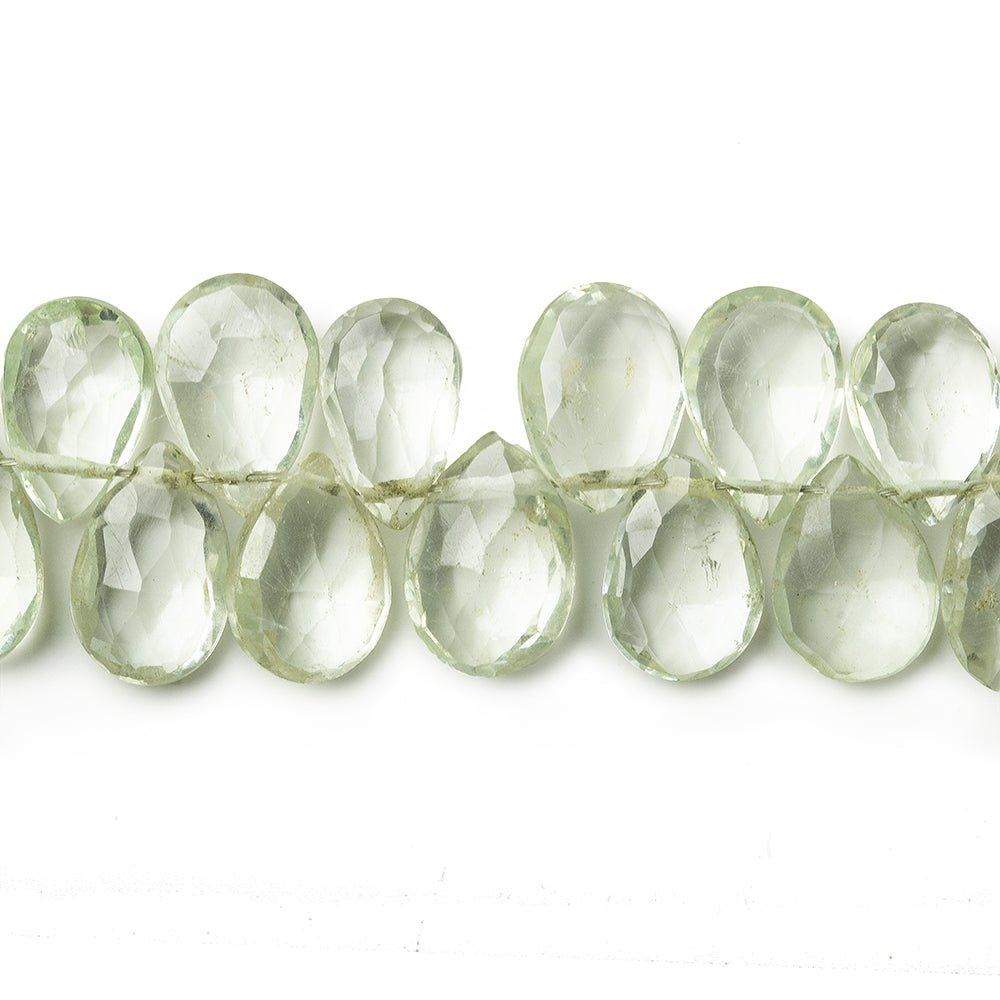 8x6-10x7mm Green HydroQuartz faceted pear briolettes 6 inch - The Bead Traders