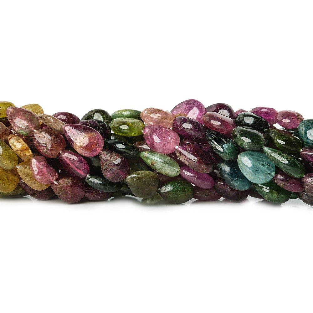 8x6-12x8mm Multi Color Tourmaline Plain Pears 39 beads 15 inch - The Bead Traders