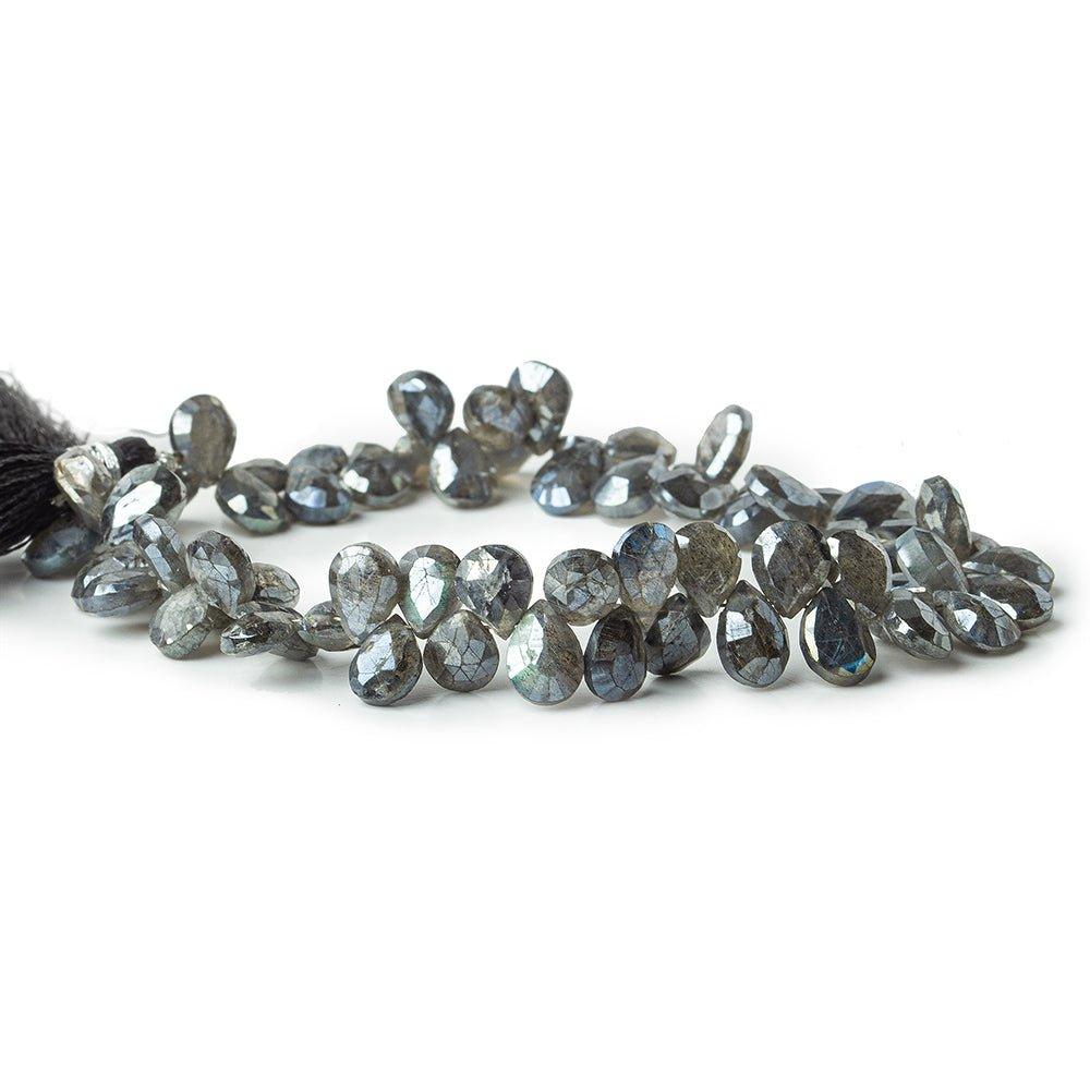 8x6-9x7mm Metallic Labradorite faceted pears 8 inch 60 beads - The Bead Traders