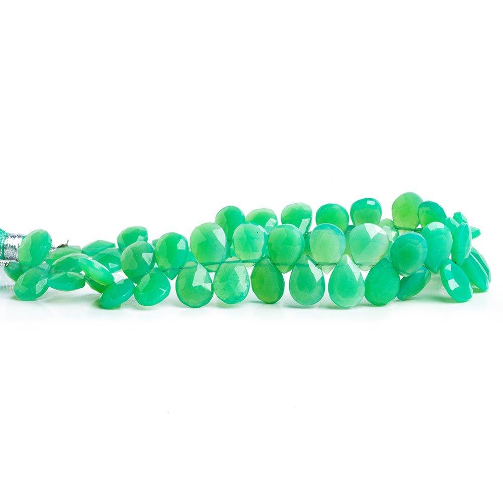 8x6mm Green Chalcedony Faceted Pear Beads 8 inch 56 pieces - The Bead Traders